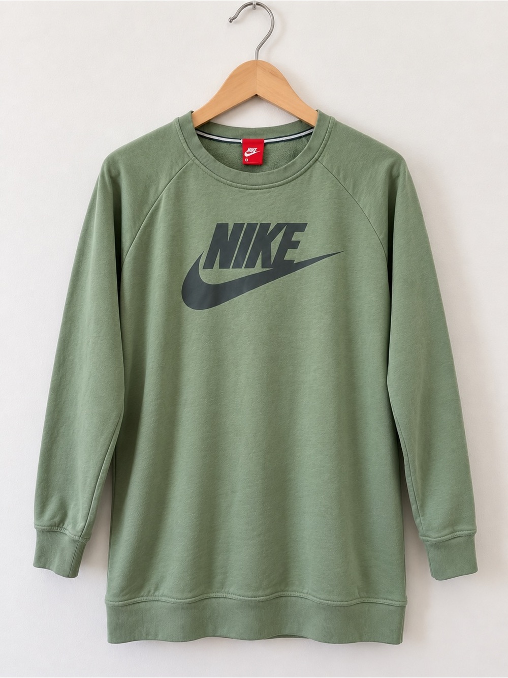 Nike Olive Green Crewneck Sweatshirt with Black Swoosh